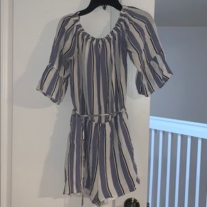 Blue and white romper